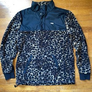 Vans Anorak Leopard Fleece Pullover Jacket Men's Medium
